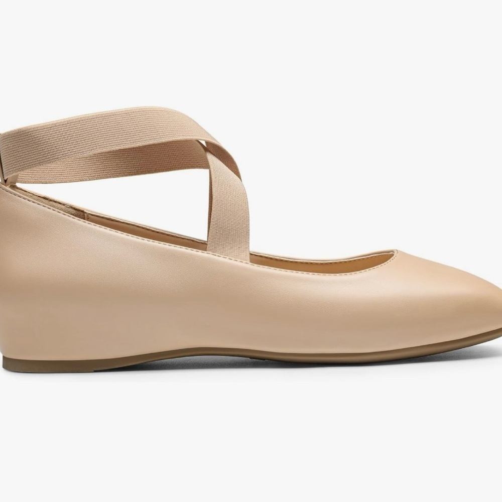 DREAM PAIRS Nude Ballet Flats Women’s 7.5 Square Toe Ankle Strap - Picture 2 of 6
